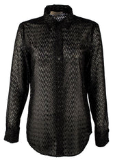 Michael Kors Women's Chiffon Chevron Patterned Shirt B XS