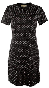 Michael Kors Women's Mini-Studded Cotton T-Shirt Dress Blk X-Small