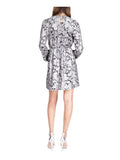 Michael Kors Women's Foil Paisley Long Sleeve Flounce Dress