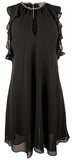 Michael Kors Women's Chain Trim Keyhole Neckline Halter Dress Blk X Small
