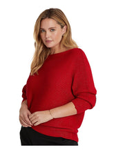 Lauren Ralph Lauren Women’s Dolman Sleeve Boatneck Sweater Lipstick Red Lurex