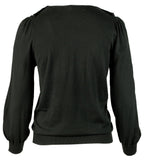 Ralph Lauren Lauren Women's Plus Size Ruffle Trim V-Neck Pullover Sweater Top Blk 2X