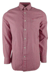 Men's Checkered Oxford Button Down Shirt-S-S Sangria