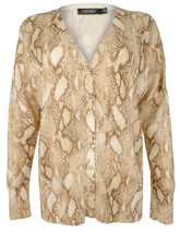Lauren Ralph Lauren Snakeskin Print Cotton Blend Cardigan Sweater Petite