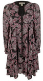 Michael Kors Women's Paisley Georgette Keyhole Neckline Dress Rp 6 Royal Pink
