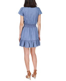 Michael Kors Women's Faux Wrap Smocked Waist Ruffled Hem Dress