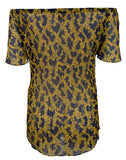 Michael Kors Women's Floral Pleated Off The Shoulder Top