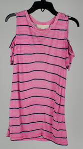 Customer Retun Michael Kors Women's Stripe Cutout Short Sleeve Shirt XS