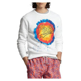 Polo Ralph Lauren Men's Logo Tie-Dye-Print Long Sleeve Fleece Sweatshirt Wht...