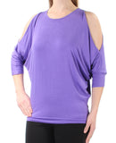 Lauren Ralph Lauren Women's Petite Cutout Shoulder Knit Jersey Top-L-PM Lilac