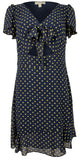 Michael Kors Women's V Neck Short Flutter Sleeve Tiered Ruffled Hem Fit and