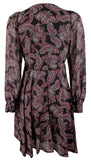Michael Kors Women's Paisley Georgette Keyhole Neckline Dress Rp 12 Royal Pink