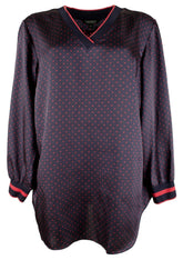 Active Women's Plus Size Polka Dot Print Top Blouse 1X Navy Multi