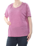 LAUREN RALPH LAUREN Womens Linen Striped Pullover Top Pink XL