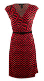 Lauren Ralph Lauren Women's Plus Size Chevron-Print Cap Dress-M-2X