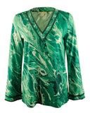 Michael Kors Women's Long Sleeve Printed V Neck Tunic Top