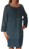 Lauren Ralph Lauren Women's Petite Lace Up Denim Cotton Shift Dress