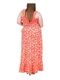Michael Kors Women's Plus Size Smocked Strap Sleeveless Maxi Dress