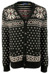 Polo Ralph Lauren Men's Fair Isle Long Sleeve Cardigan Sweater Black Multi