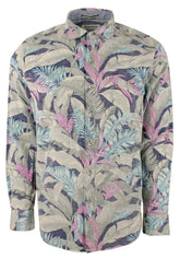 Tommy Bahama Erkek Coastline Cord Lush Vines Yaprak Baskılı Kadife Düğmeli Gömlek Orta