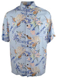 Caribbean Men's Ukelele Print Woven Short Sleeve Shirt Multicolor Large
