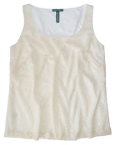 Lauren Ralph Lauren Women's Beaded/Sequins front Pearl Top Shirt (14W)