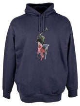 POLO RALPH LAUREN Men's Big & Tall The RL Fleece Big Patchwork Pony Hoodie 4XLT Navy