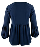 Customer Return Michael Kors Women's Chain Lace-Up Bell Sleeve Top Navy Small