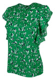 Lauren Ralph Lauren Women's Petite Floral Georgette Ruffle Sleeve Top GM PM