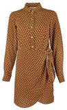 Michael Kors Women's Printed Button Down Collar Tie Waist Shirt Dress X Small