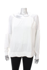 Ralph Lauren Women's Long Sleeve Mesh Shoulder Top Shirt Wht XL