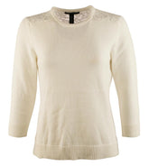 Ralph Lauren Women's Lace Trim Crewneck Pullover Sweater Prl XS