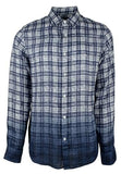 Michael Kors Men's Slim Fit Linen Dip Dyed Gingham Long Sleeve Shirt