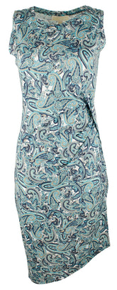 Michael Kors Women's Paisley Crew Neck Drape Sleeveless Dress