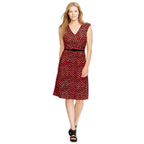 Lauren Ralph Lauren Women's Plus Size Chevron Print Cap Belted Dress M 3X