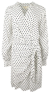 Michael Kors Women's Plus Size Woven Long Sleeve Faux Wrap Dress White 1X