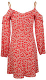 Michael Kors Women's Lydia Floral Print Cold Shoulder Chain Strap Dress WOrg XS