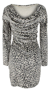 Michael Kors Women's Plus Size Velvet Long Sleeve Cowl Back Dress