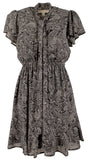Michael Kors Women's Paisley Cap Sleeve Tie Neck Dress