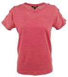 LAUREN RALPH LAUREN Womens Linen Striped T-Shirt Red S
