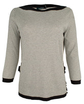 Lauren Ralph Lauren Women's Petite Ruffled Striped Sweater