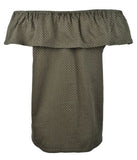 MICHAEL Michael Kors Womens Off Shoulder Flounce Top Ivy LG