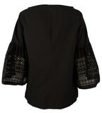 Lauren Ralph Lauren Women's Petite Laser Cut Bell Sleeve Top
