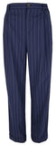 Lauren Ralph Lauren Women's Petite Pleated Pinstripe Twill Straight Pants 14P French Navy