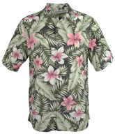 Caribbean Men's Tropical Print Linen Blend Short Sleeve Shirt Multicolor Large