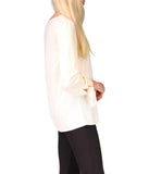 Michael Kors Women's Patterned V Neck Tie Sleeve Top Blouse Small