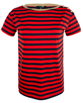 Lauren Ralph Lauren Women's Stripe Button Shoulder T Shirt