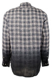Customer Return Michael Kors Men's Slim Fit Dip-Dyed Gingham Long Sleeve Shirt Large