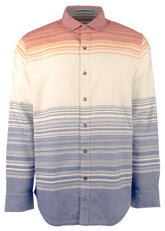 Men's Canyon Beach Bonfire Stripe Button Down Flannel Shirt Large