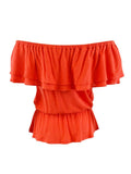 Lauren Ralph Lauren Women's Off-The-Shoulder Jersey Blouse (L, Red)